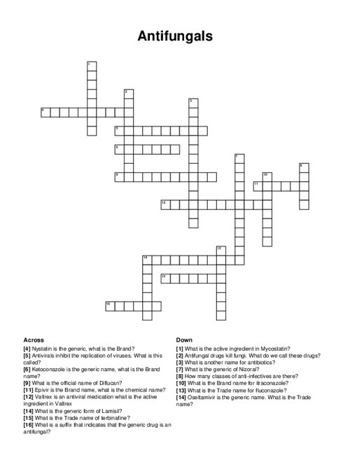 Antifungals Crossword Puzzle