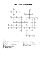 The 1800s in America crossword puzzle