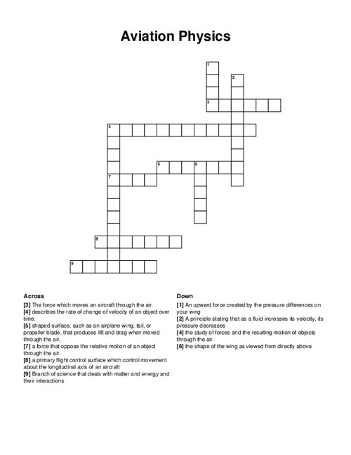 Aviation Physics Crossword Puzzle