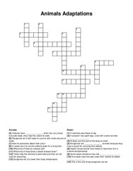 Animals Adaptations crossword puzzle