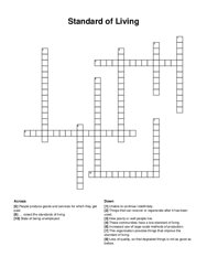 Standard of Living crossword puzzle