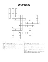 COMPOSERS crossword puzzle