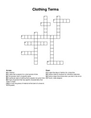 Clothing Terms crossword puzzle