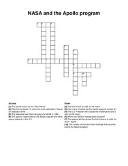 NASA and the Apollo program crossword puzzle