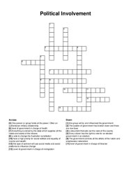 Political Involvement crossword puzzle