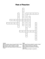 Rate of Reaction crossword puzzle