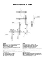 Fundamentals of Math crossword puzzle