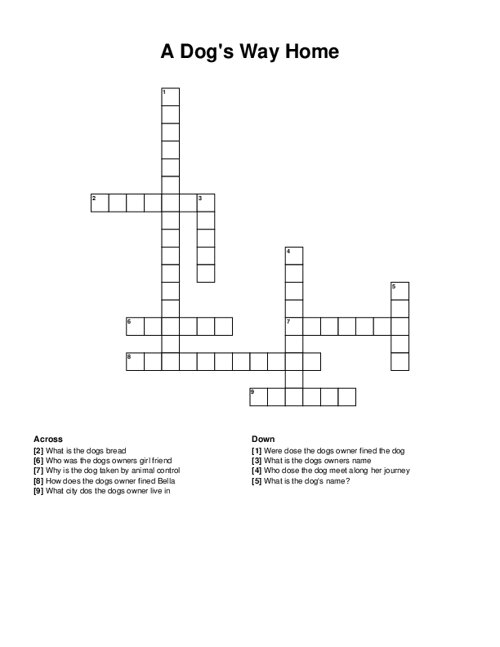 A Dogs Way Home Crossword Puzzle