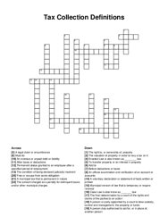 Tax Collection Definitions crossword puzzle