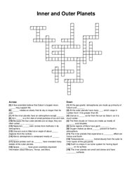 Inner and Outer Planets crossword puzzle