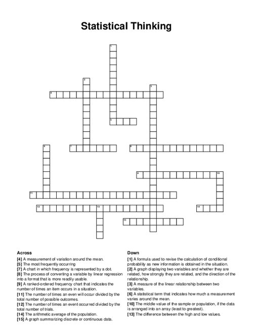 Statistical Thinking Crossword Puzzle