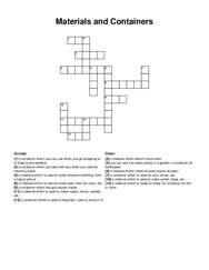 Materials and Containers crossword puzzle