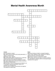 Mental Health Awareness Month crossword puzzle