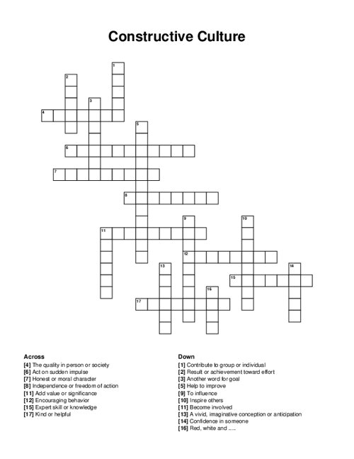 Constructive Culture Crossword Puzzle