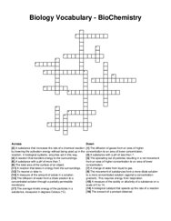Biology Vocabulary - BioChemistry crossword puzzle