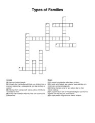 Types of Families crossword puzzle