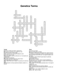 Genetics Terms crossword puzzle