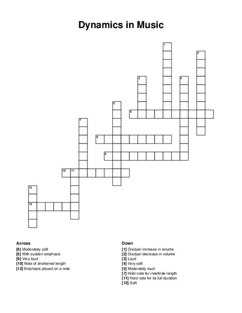 Dynamics in Music Crossword Puzzle