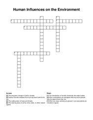 Human Influences on the Environment crossword puzzle