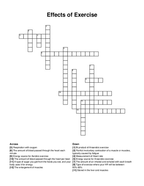 Effects of Exercise Crossword Puzzle