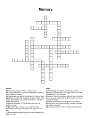 Memory crossword puzzle