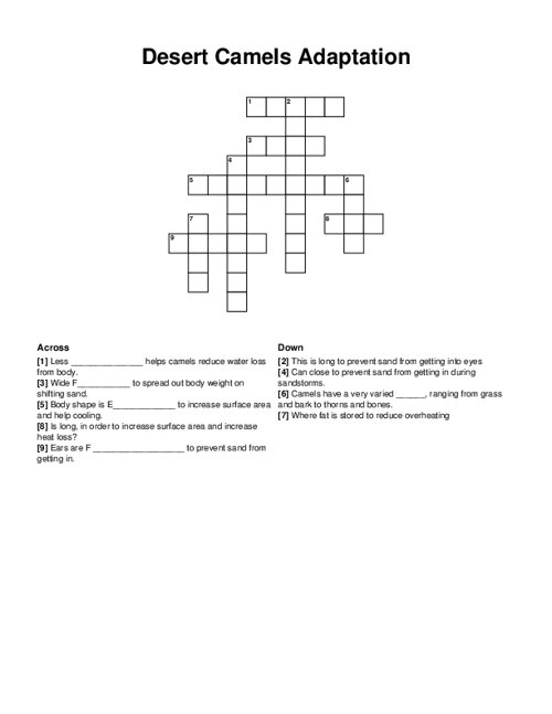 Desert Camels Adaptation Crossword Puzzle