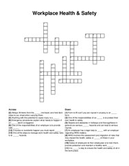 Workplace Health & Safety crossword puzzle