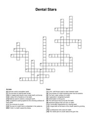 Dental Stars crossword puzzle