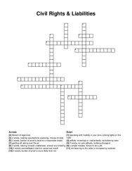 Civil Rights & Liabilities crossword puzzle