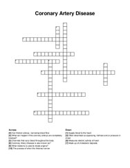 Coronary Artery Disease crossword puzzle