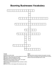 Booming Businesses Vocabulary crossword puzzle