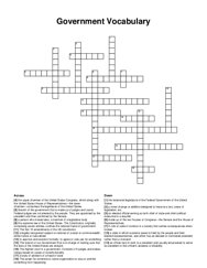 Government Vocabulary crossword puzzle