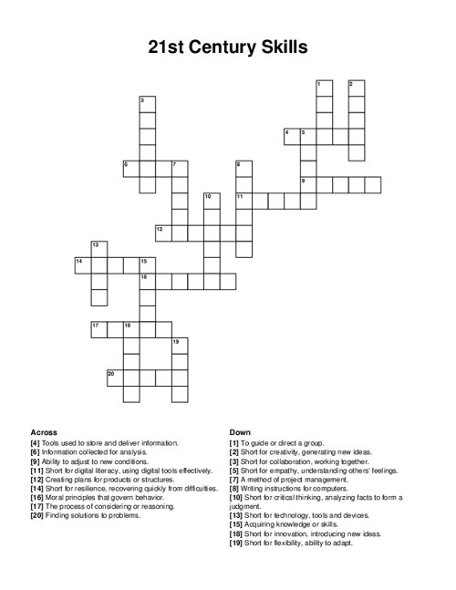 21st Century Skills Crossword Puzzle