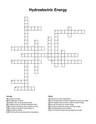 Hydroelectric Energy crossword puzzle