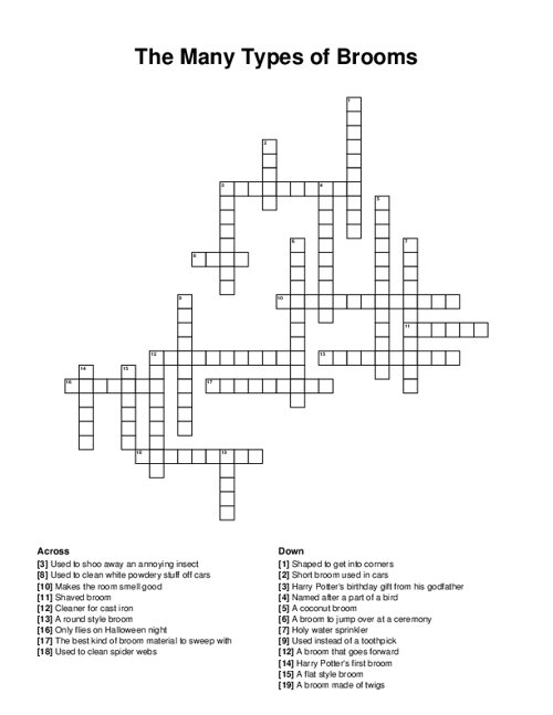 The Many Types of Brooms Crossword Puzzle