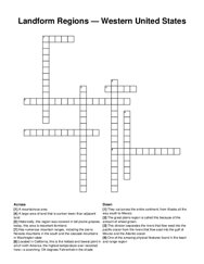 Landform Regions — Western United States crossword puzzle