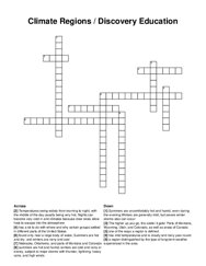 Climate Regions / Discovery Education crossword puzzle