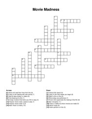 Movie Madness crossword puzzle