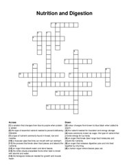 Nutrition and Digestion crossword puzzle