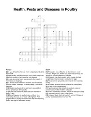 Health, Pests and Diseases in Poultry crossword puzzle