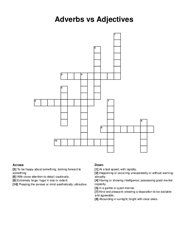 Adverbs vs Adjectives crossword puzzle