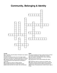 Community, Belonging & Identity crossword puzzle