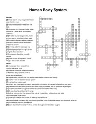 Human Body System crossword puzzle