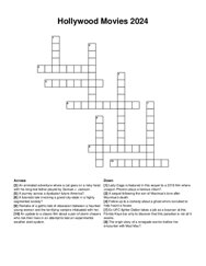 Hollywood Movies 2024 crossword puzzle