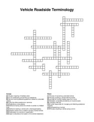 Vehicle Roadside Terminology crossword puzzle