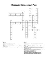 Resource Management Plan crossword puzzle