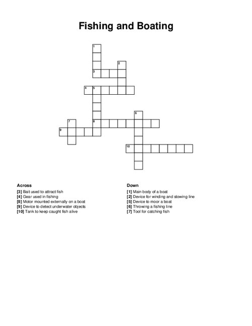 Fishing and Boating Crossword Puzzle