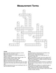 Measurement Terms crossword puzzle