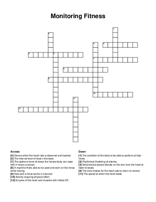 Monitoring Fitness Crossword Puzzle