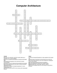 Computer Architecture crossword puzzle